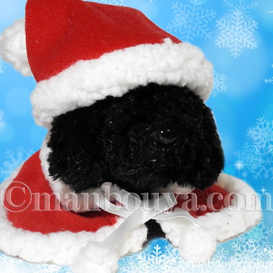 クリスマス ぬいぐるみ 犬 A-SHOW リトルビーンズ プードル ブラック