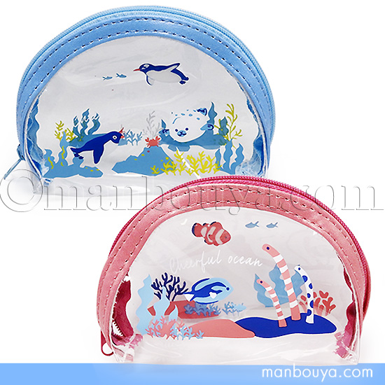 SALE 15%OFF 海の生き物 クリアポーチ 小物入れ ミニ 半円 チアフル