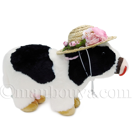 牛 ぬいぐるみ ホルスタイン 麦わら帽子 セット キュート販売 CUTE