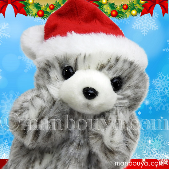 クリスマス ハンドパペット 動物 アザラシ ぬいぐるみ キュート