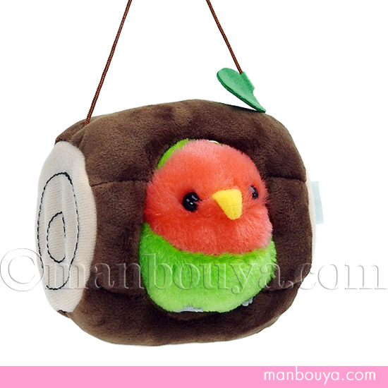 ぬいぐるみ コザクラインコ 切り株 ディスプレイ セット AMUFUN