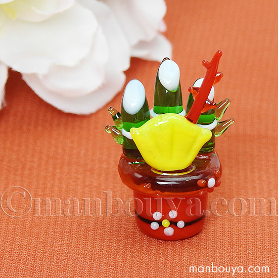 正月飾り 門松 ガラス細工 ミニチュア 置物 かわいい 迎春飾り