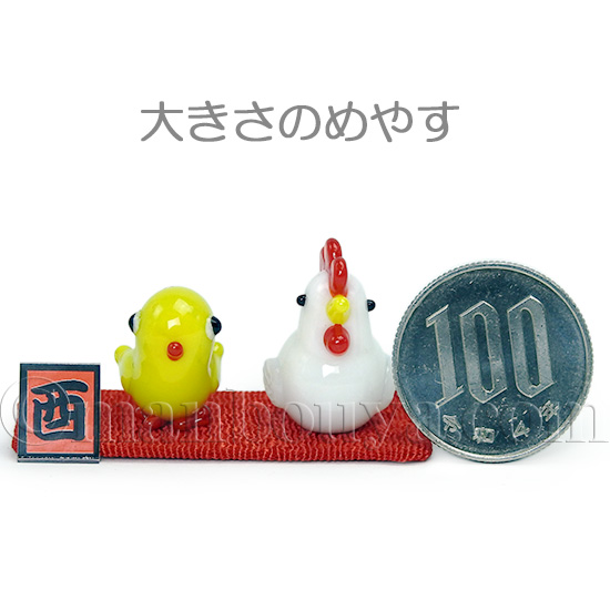 干支の置物 酉 ニワトリ ガラス細工 ミニチュア 雑貨 正月飾り
