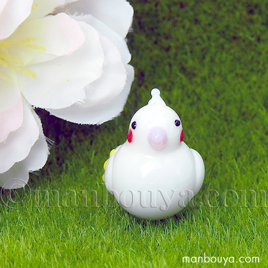 オカメインコ グッズ ガラス細工 ミニチュア 雑貨 かわいい 花