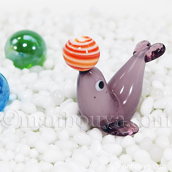 水族館 ミニチュア ガラス細工 海の動物 フォーカート 曲芸 オットセイ