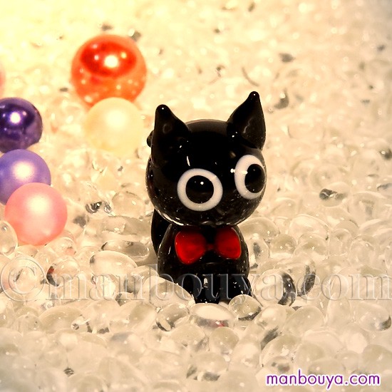 黒猫 ミニチュア ガラス細工 ハロウィン 飾り グラススクエア プチ