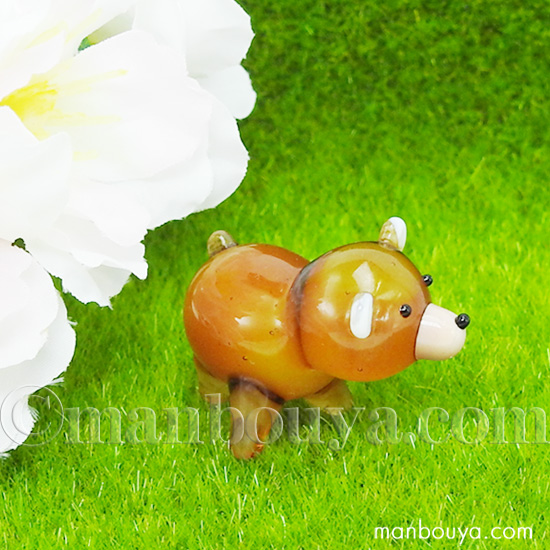 くま 雑貨 クマ ミニチュア ガラス細工 置物 飾り グラススクエア 森の