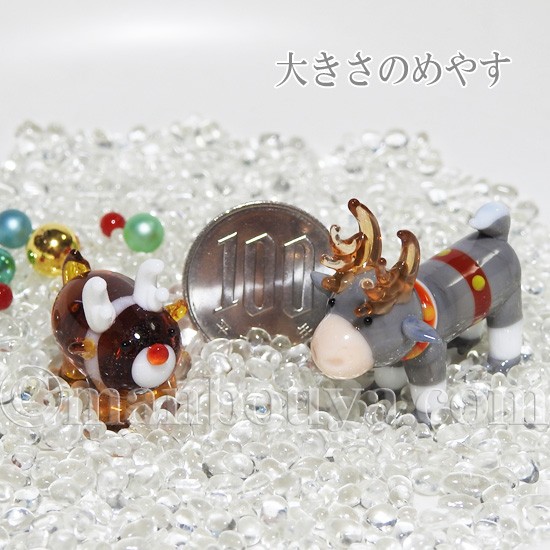 クリスマス トナカイ ガラス細工 ミニチュア 飾り グラススクエア