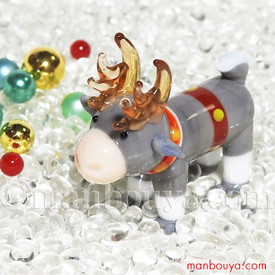 クリスマス トナカイ ガラス細工 ミニチュア 飾り グラススクエア