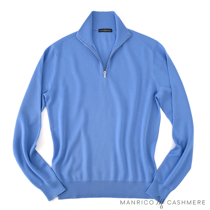 その他ブランド / MANRICO/ニット・セーター(薄手)/--/カシミア/BLU Manrico Cashmere マンリコ カシミヤ / スーパーカシミヤ ハーフジップ