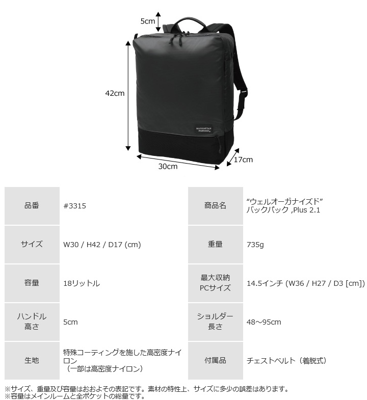 マンハッタンパッセージ MANHATTAN PASSAGE 3315 リュックサック