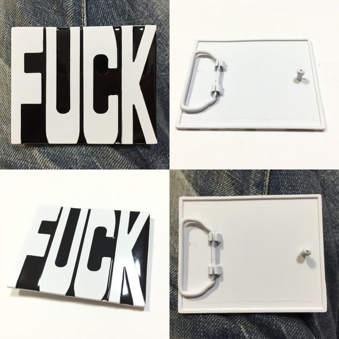 直輸入 ベルト用バックル バックルのみFUCK 白黒 四角 文字 デザイン