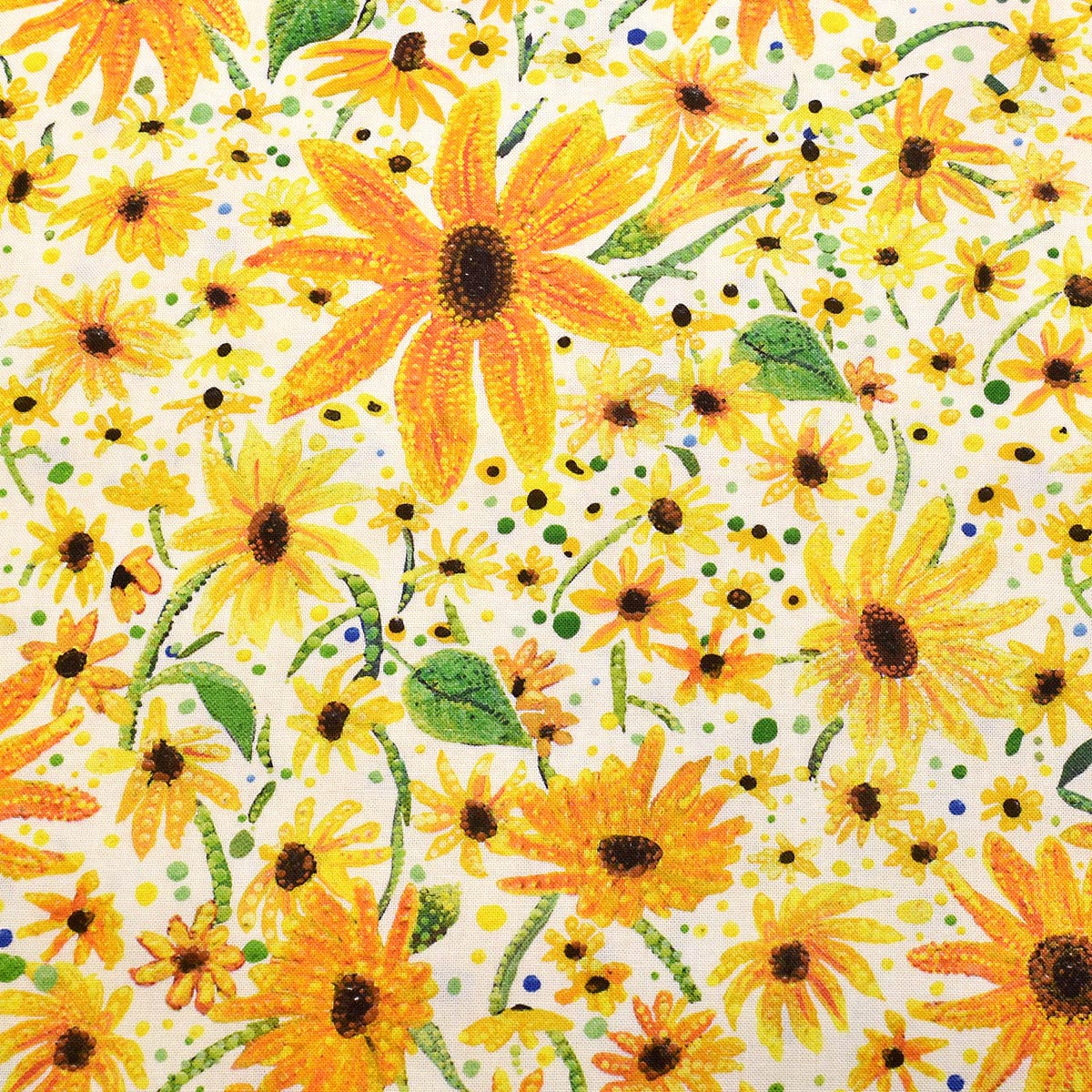 点描画のひまわり 10cm単位 切り売り Moda モダ 51261 コットン