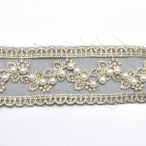 【新品未使用】華やか、総レース　リボン刺繍、パールのジャケット 新品未使用】華やか、総レース リボン刺繍、パールのジャケット