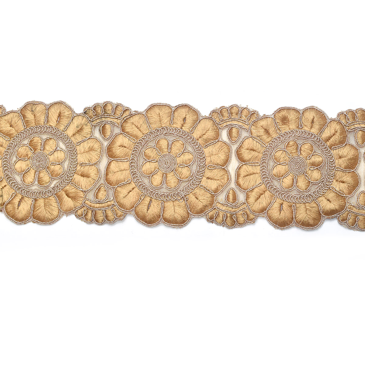 インド刺繍リボン　ゴールドラメ糸と上品な花型刺繍リボン　幅80mm　約8cm単位　切り売り　(数量2以上)｜manmakasan｜02