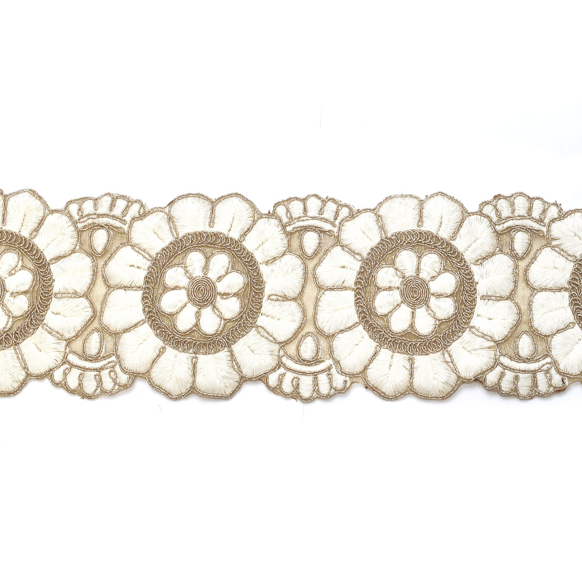 インド刺繍リボン　ゴールドラメ糸と上品な花型刺繍リボン　幅80mm　約8cm単位　切り売り　(数量2以上)｜manmakasan｜04