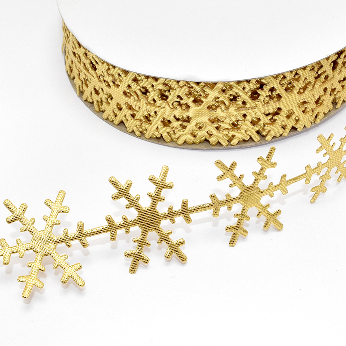 雪の結晶型抜きリボン 幅25mm 2m : まんま母さんのりぼん - 通販