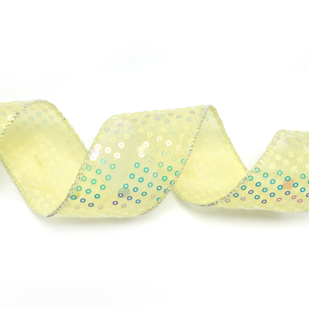 Jewel＊Ribbon　ジュエルリボン　オーロラ　スパンコールゆめかわ編み上げ ゆめかわオーロラスパンコール水玉リボン 幅50mm 1m単位 切り売り