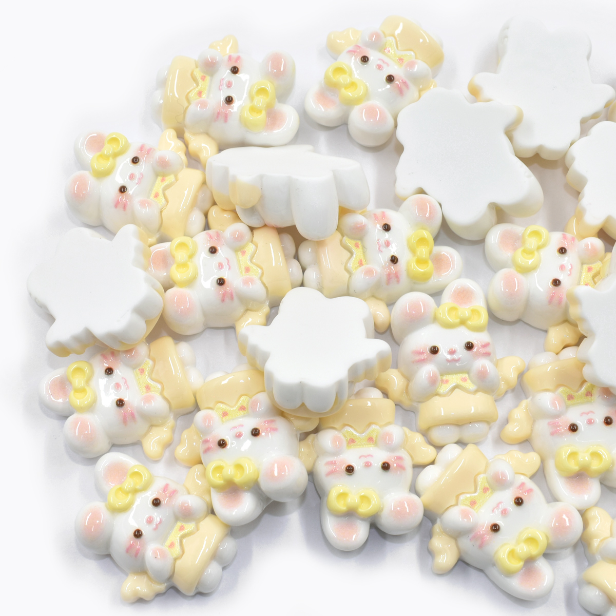 デコパーツ 白いうさぎの天使パーツ 4個 : まんま母さんのりぼん