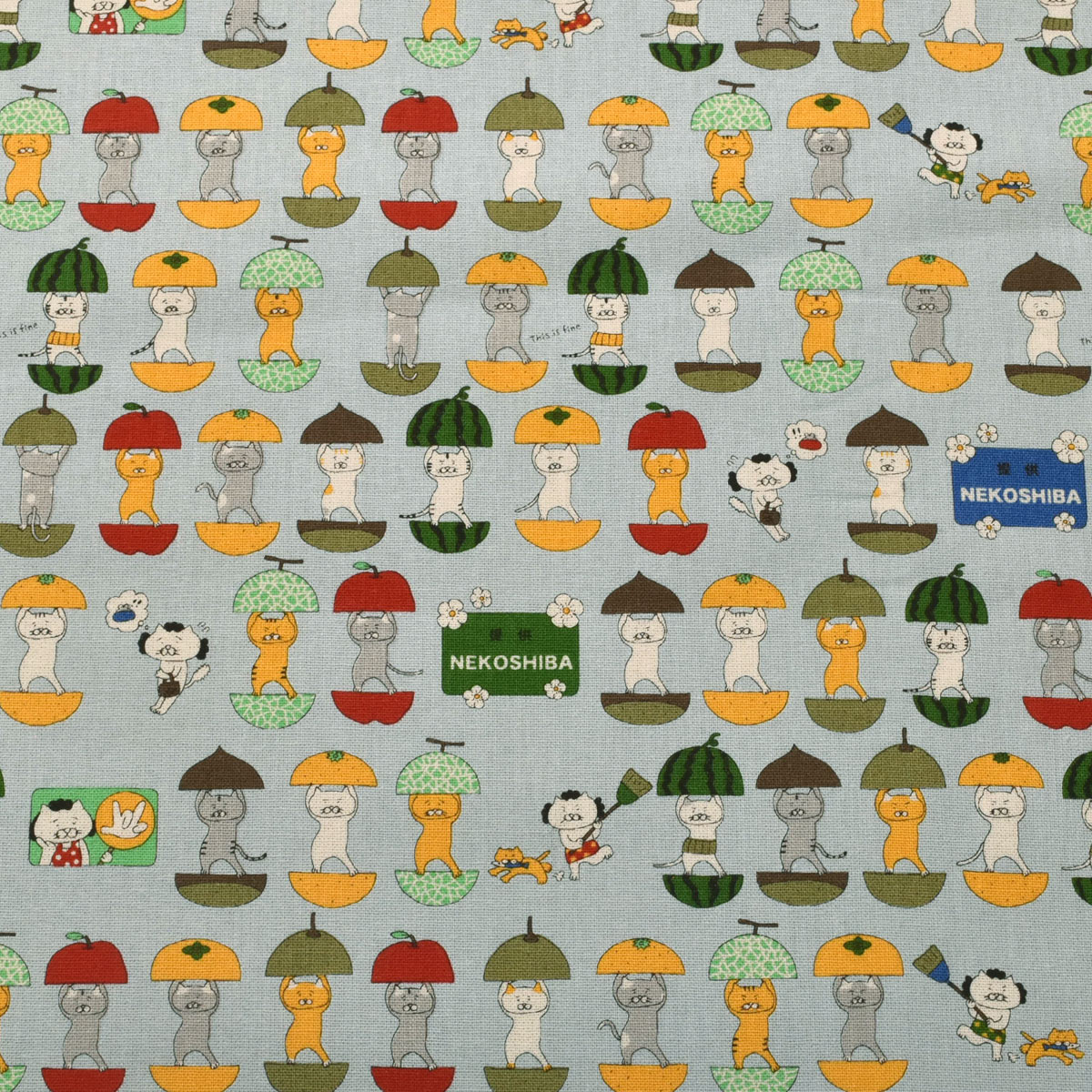 愉快な猫さん コットンキャンバス生地 KTS7161 コットンこばやし (50cm