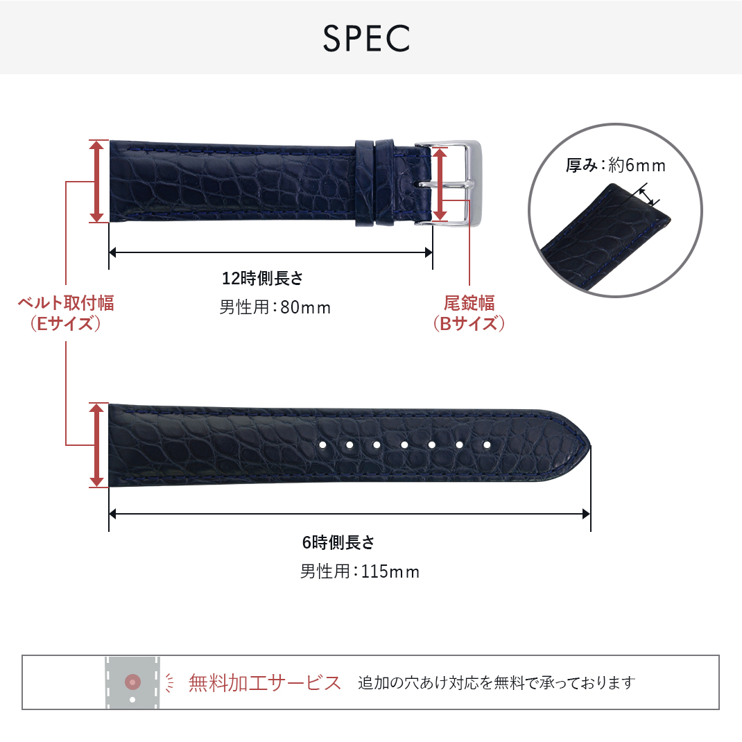 時計ベルト／カイマン／ネイビー／22-18／ML 海外並行輸入正規品 時計ベルト／カイマン／ネイビー／22-18／ML