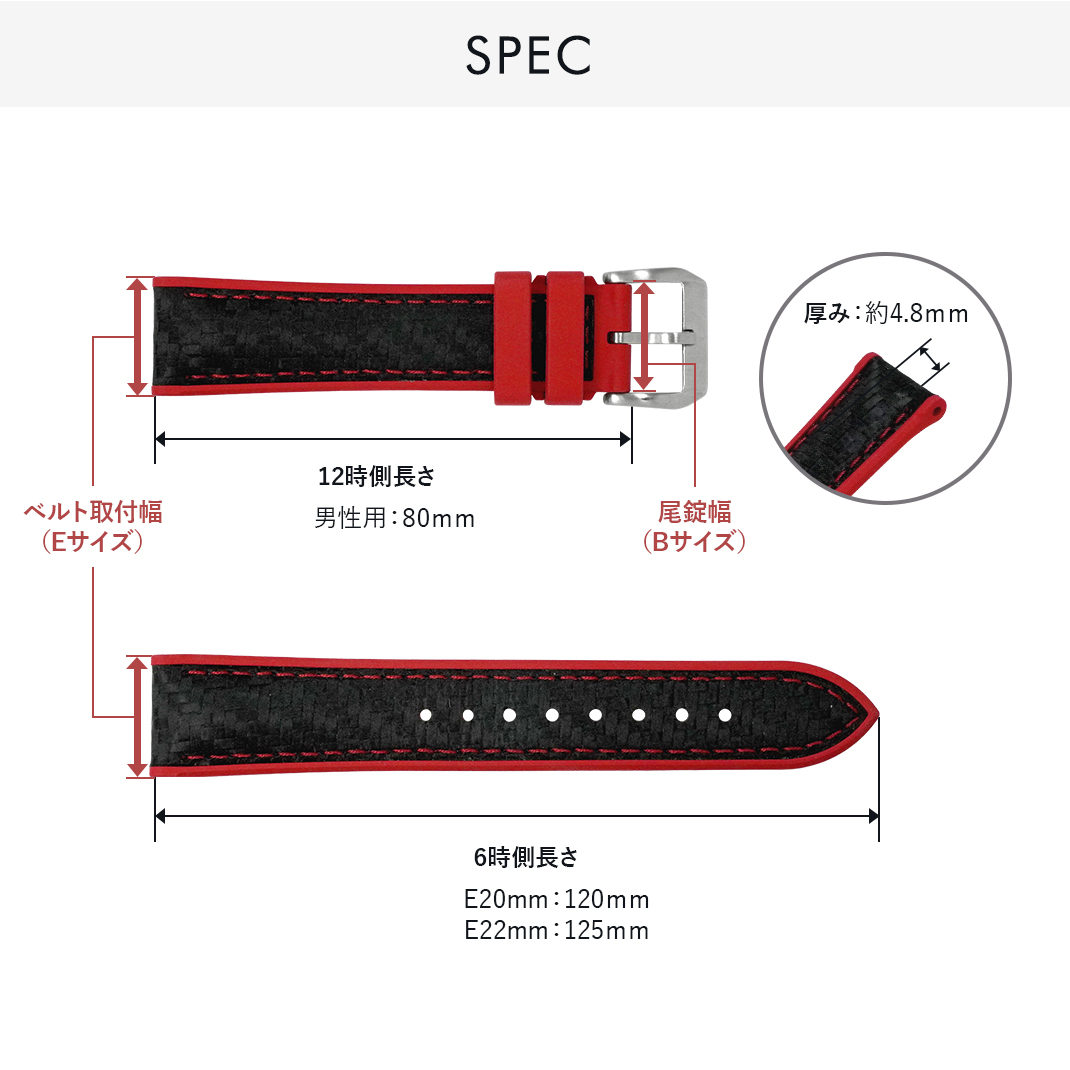 CASSIS（カシス） 腕時計ベルト バンド ラバー 裏面防水 20mm 22mm