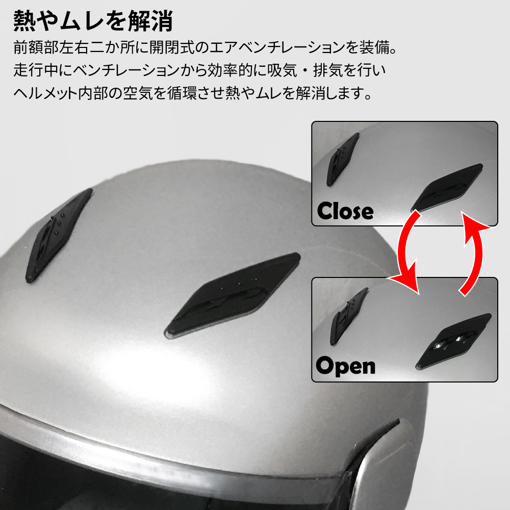 熱やムレを解消するセミジェットヘルメットの画像