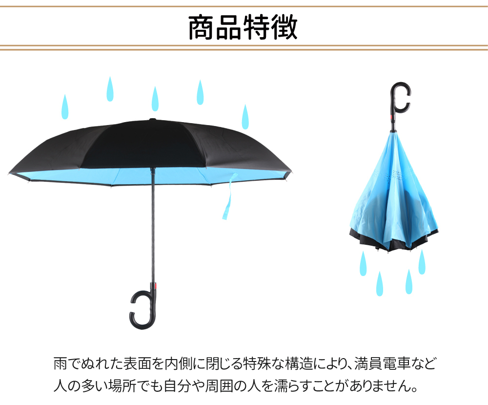 逆さ傘 濡れない 二重傘 大きい 晴雨兼用