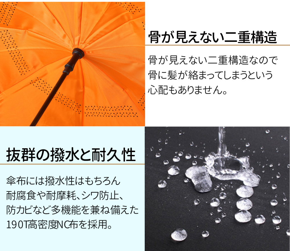 逆さ傘 濡れない 二重傘 大きい 晴雨兼用