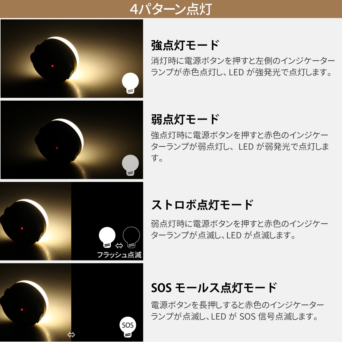 防災 非常用 USB充電式 LEDミニランタン 2個セット カラビナ付き