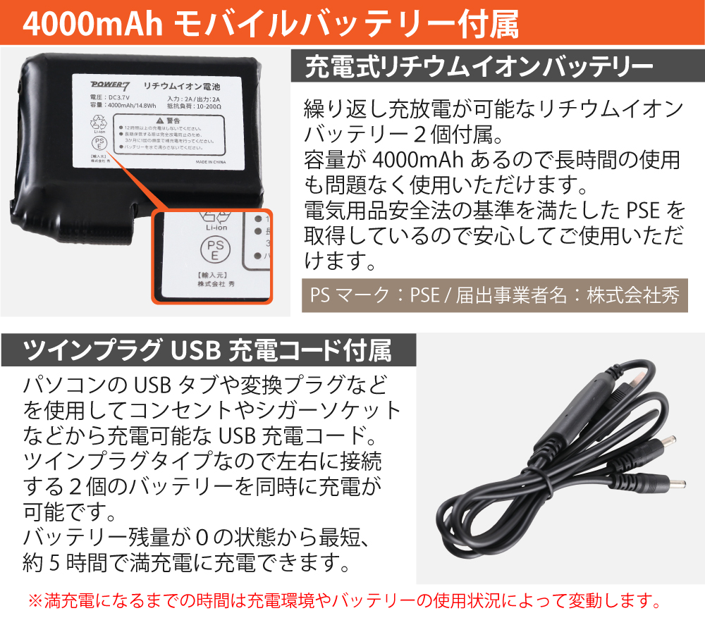 電熱グローブ フリーサイズ 4000mAhバッテリー付 充電式 バイク