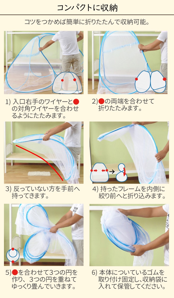コンパクト収納できる蚊帳テントの画像