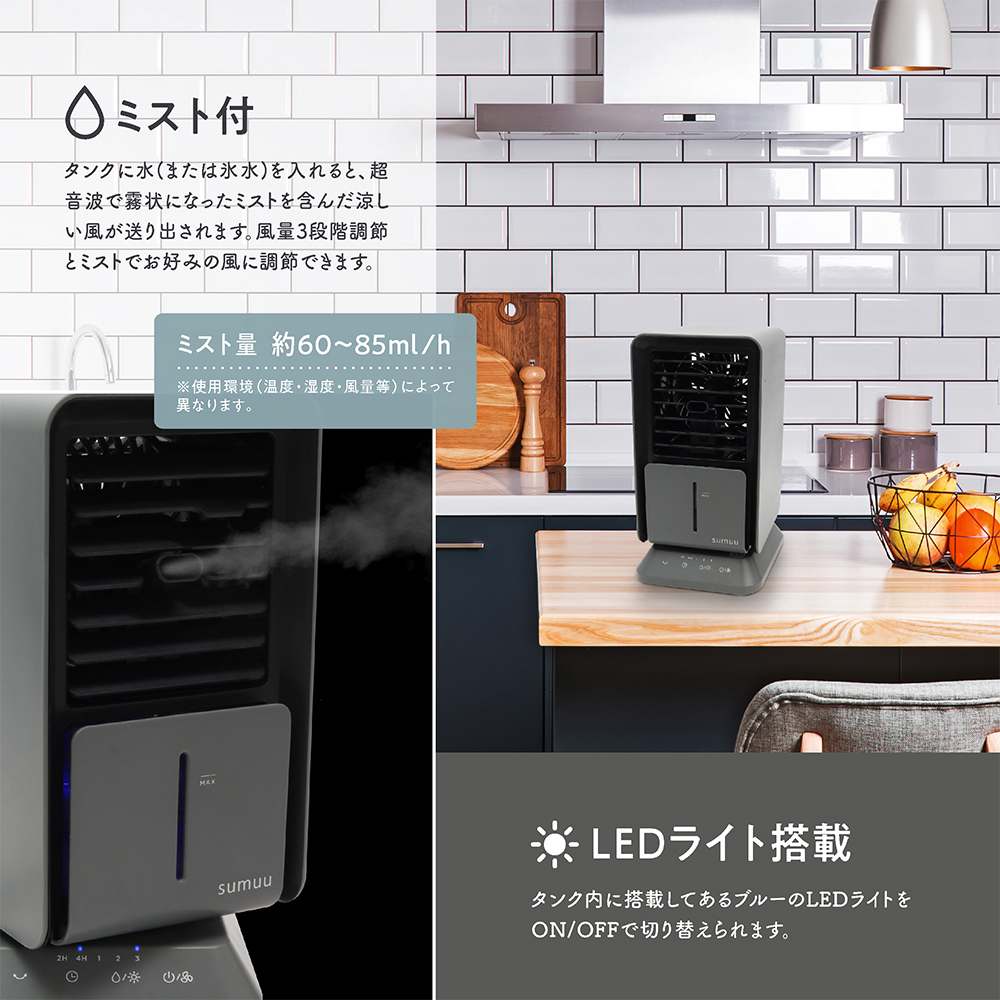 ミスト付 小型 冷風扇 ミストクーラーファン ウィンリー 氷も
