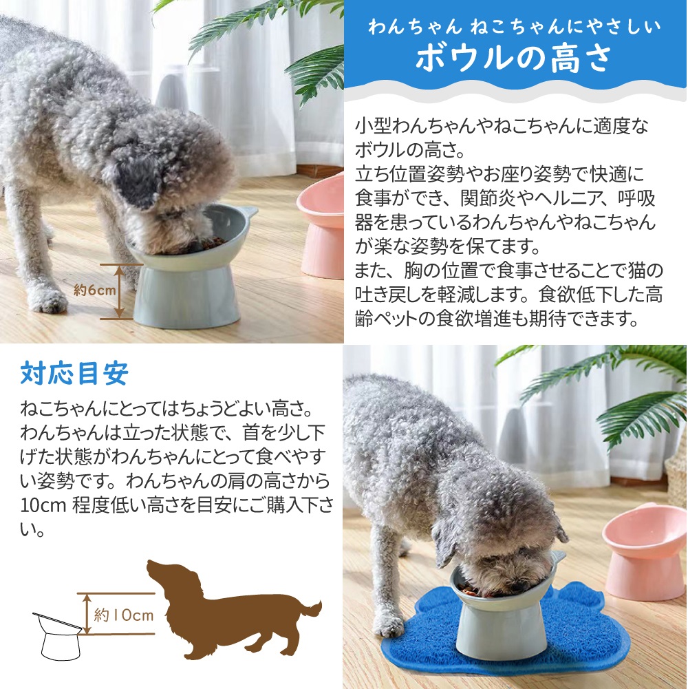 高さのある ペット フードボウル ペット用 餌入れ 猫 小型犬 食器 食べ