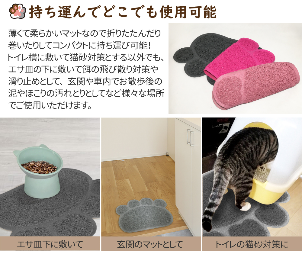 玄関マットやエサ皿の下などでも活躍するペット用マットの商品画像