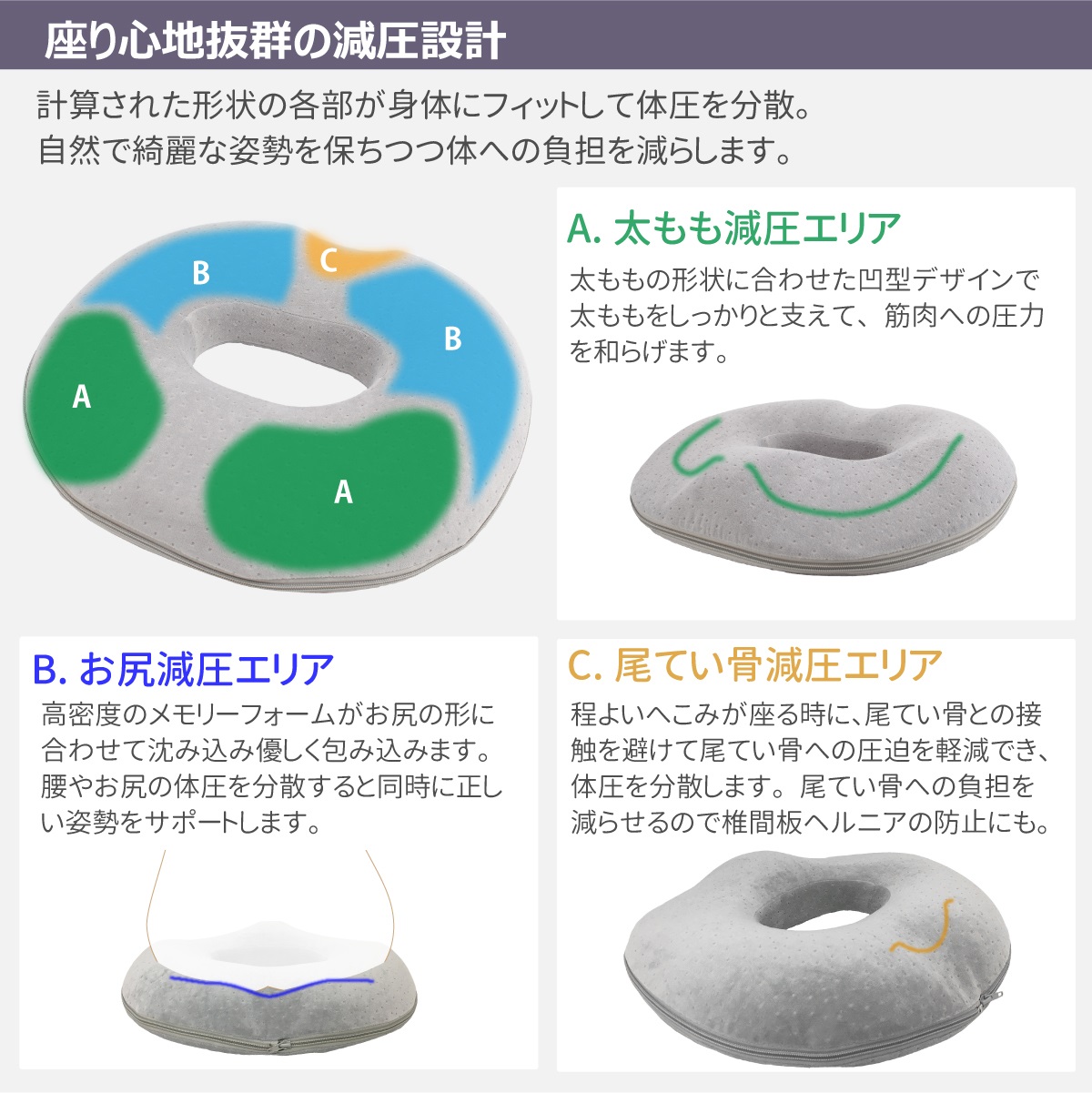 座り心地抜群の減圧設計