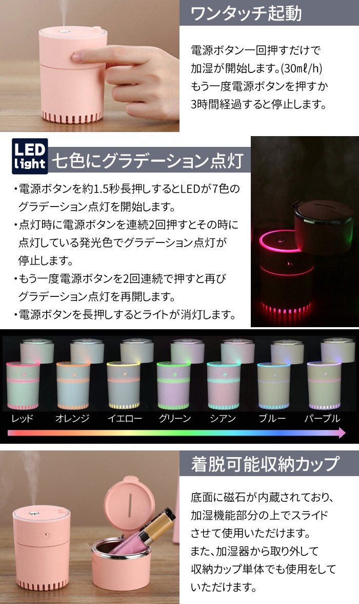 USB加湿器 LATTICE USB Humidifier 卓上 オフィス 加湿器 100ml 収納
