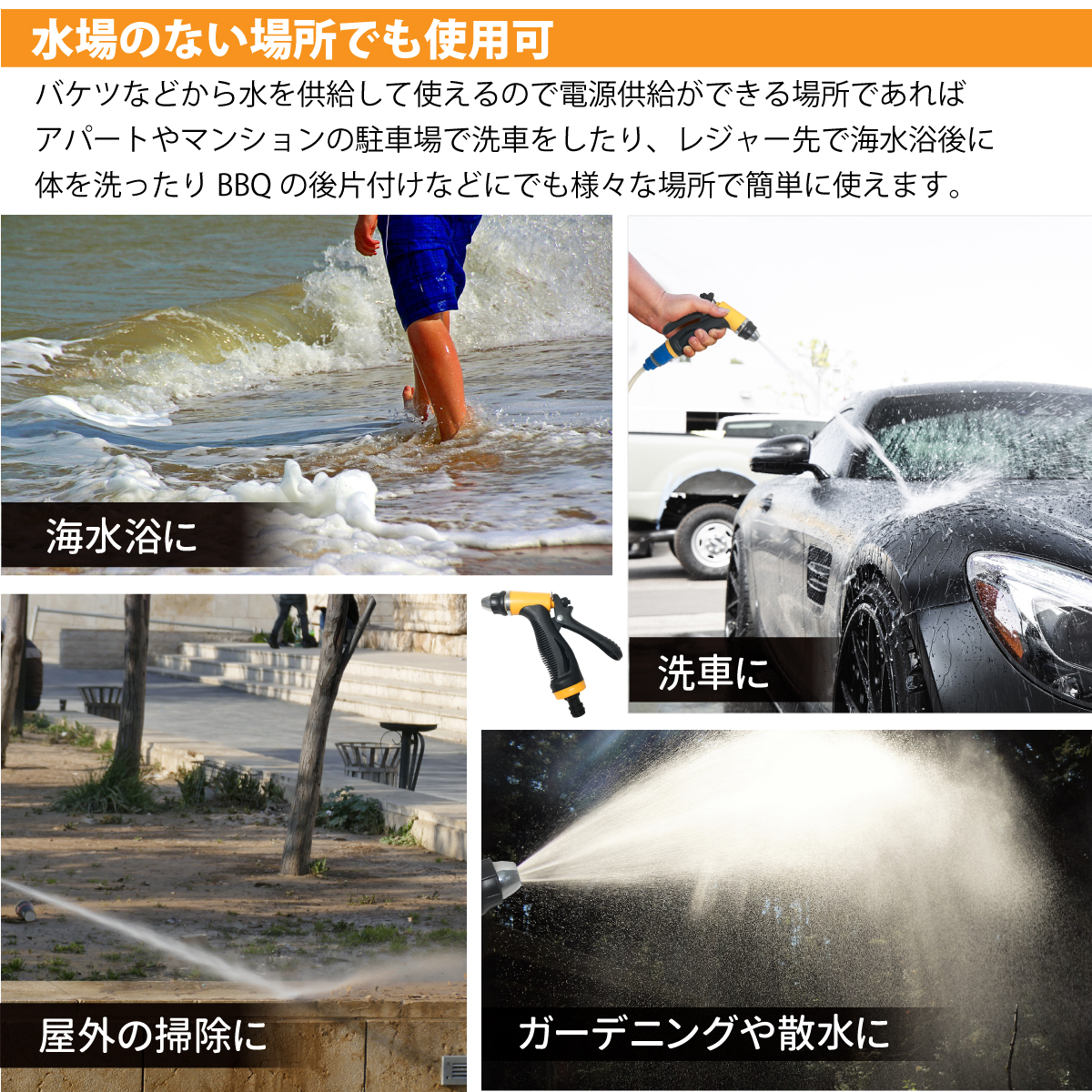 80W 車用ポータブル高圧洗浄機 持ち運び スイッチ付き 車内のシガー