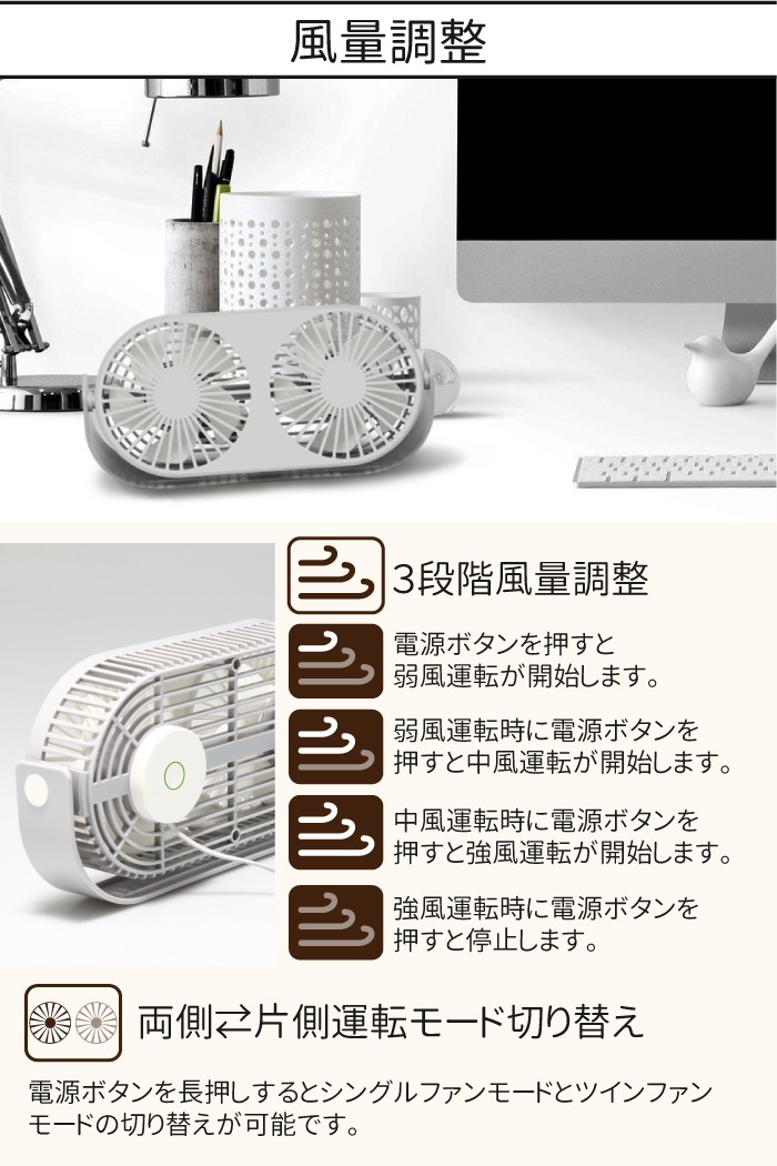 ツインファン 扇風機 ELECTRIC TWIN FAN アロマ対応 ミニ扇風機 卓上
