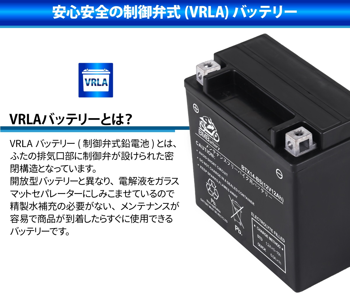 安心安全の制御弁式 VRLA バッテリー