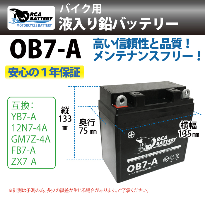 YB7-A バッテリー詳細