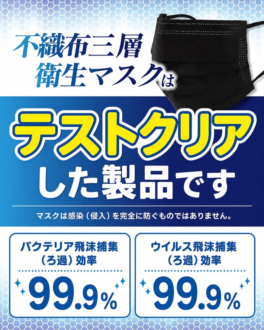 Coolth Style】日本製 不織布マスク 黒 個包装 50枚 三層構造 高密度