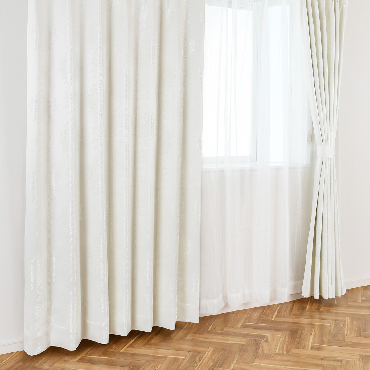 カーテン 完全 遮光 1級 2枚入 【フィール-アイボリー】満天カーテン