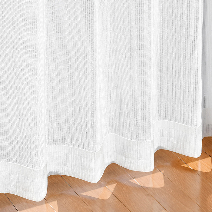 レースストライプ-ホワイト】幅205〜300cm レースカーテン 満天
