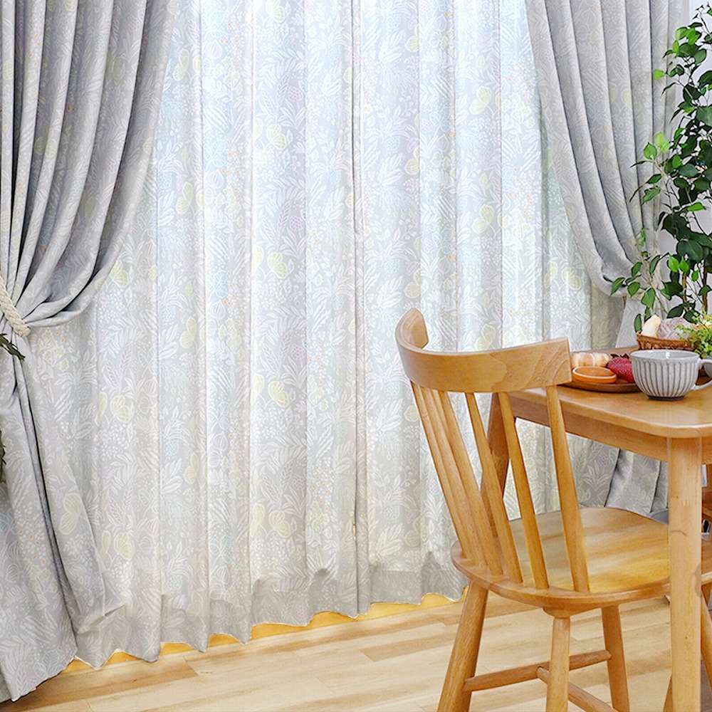 ココレース-グレー】 幅205〜300cm レースカーテン 満天カーテン