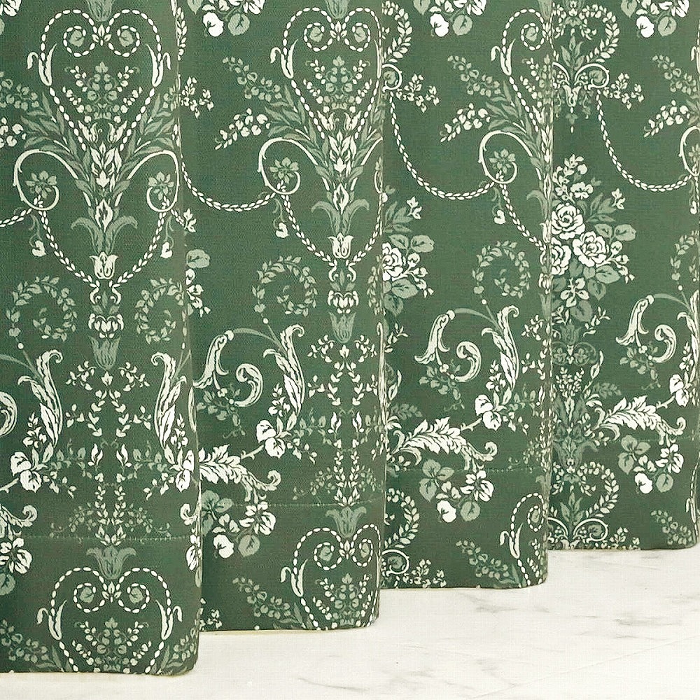 メレディ-モスグリーン】 満天カーテン 遮光 1級 レースカーテン 付き