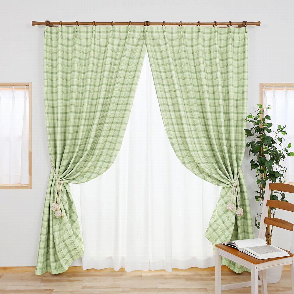 プラッド-グリーン】 満天カーテン 遮光1級 北欧 おしゃれ 1枚入り