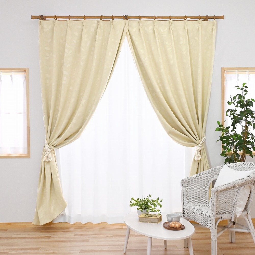 リサリーフ-ベージュ】 満天カーテン カーテン 遮光カーテン レース