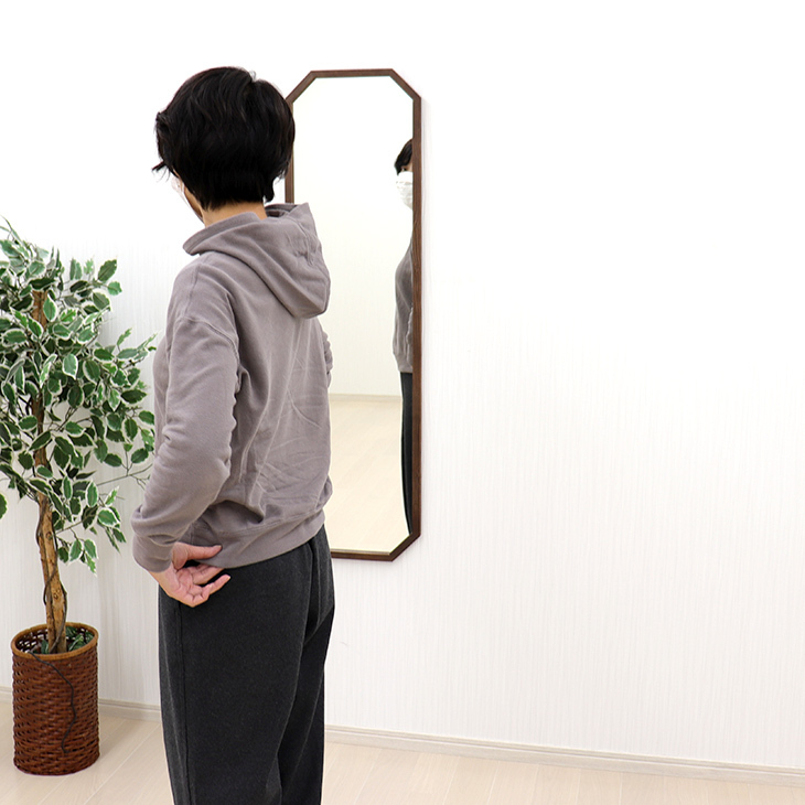 ウォールミラー 全身 姿見鏡 八角ミラー 33.5×120cm 八角形 姿鏡 八角