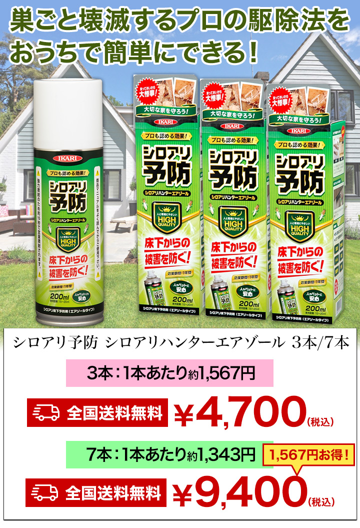 3本 シロアリ予防 シロアリハンターエアゾール200ml 白蟻予防 シロアリ  